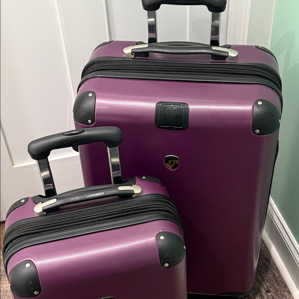 2 Piece Set Of Heys Hardside Spinner Luggage In Purple. Carry On And Checked Bag - Picture 2 of 16
